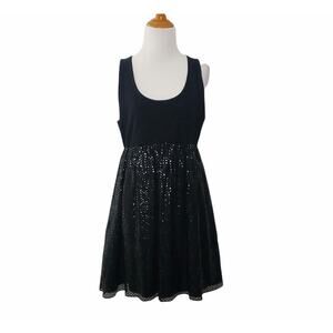 Alice + Olivia Babydoll Dress Black Tank Shimmery Confetti Dots Silk Medium